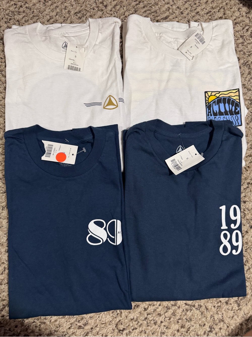 Active USA Boys Short-Sleeve Graphic Tees — White & Navy Pack